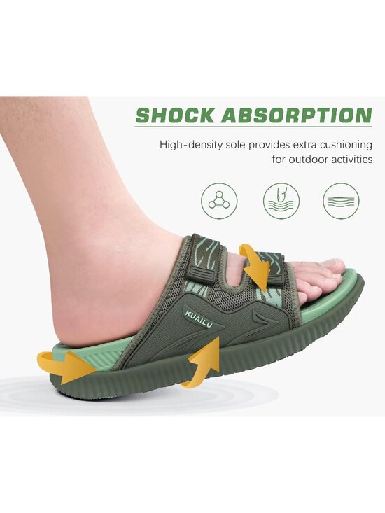 Men\'s Green Athletic Thick Cushion Recovery Sport Slides Orthotic Sandal Shoes main image 4
